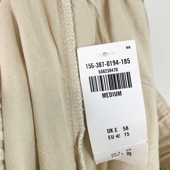 NWT Abercrombie Linen-Blend Pull-On Wide Leg Trouser Pant Light Beige Medium - Picture 7 of 8